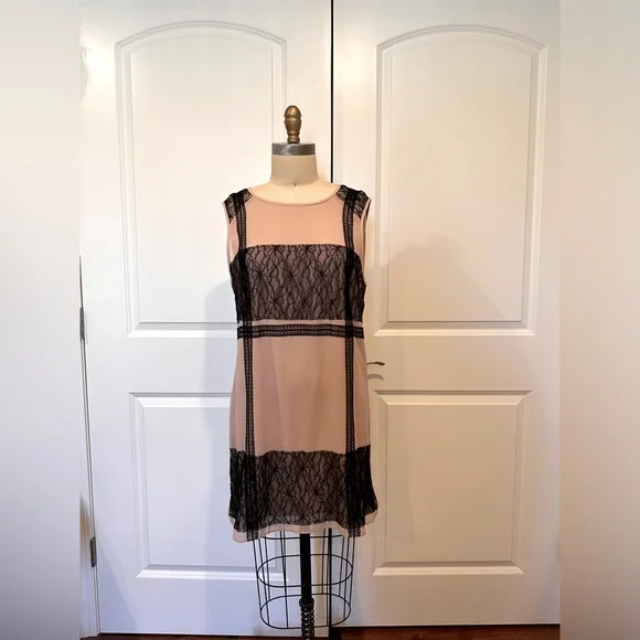 Rachel Rachel Roy Dresses | Pink And Black Lace Trimmed Shift Dress | Color: Black/Pink | Size: 10 | Danna2's Closet